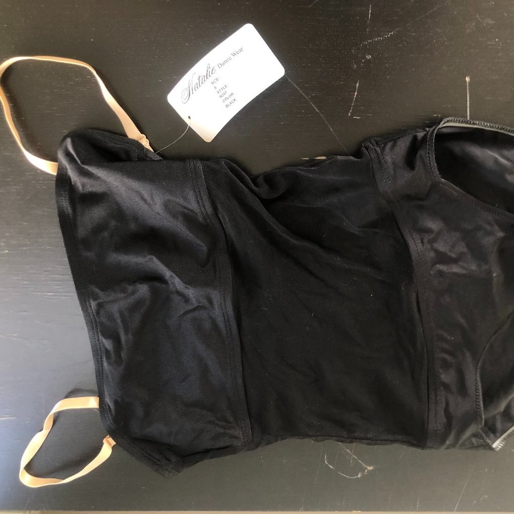 Natalie Dancewear black mesh leotard. Size S.
